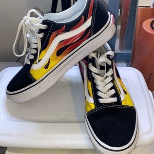 Black canvas with flame design